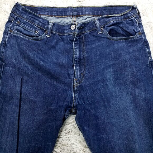 Levis Jeans Mens 38×30 Blue Regular Straight Dark Wash Denim - Picture 3 of 12